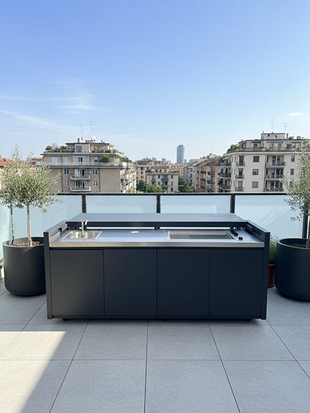 Custom stainless steel terrace outdoor kitchen