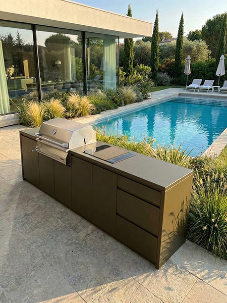 Garden outdoor kitchen with barbecue